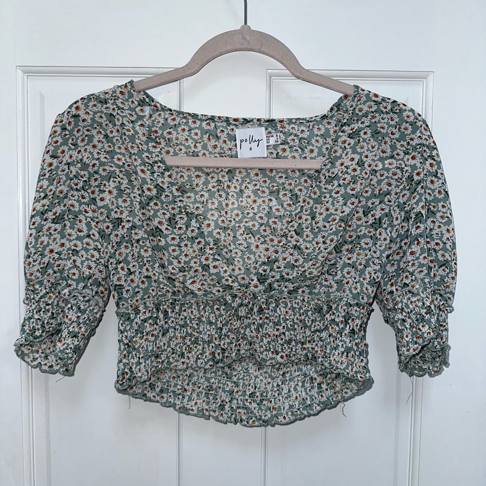 Princess Polly Green Floral Top
